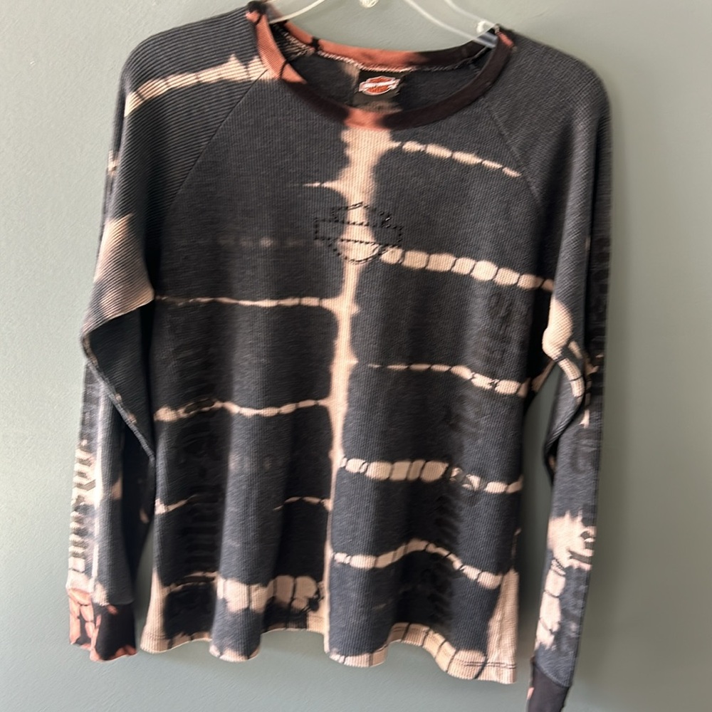 Ultra Rare Harley Davidson Tie-Dye Long Sleeve Thermal Top